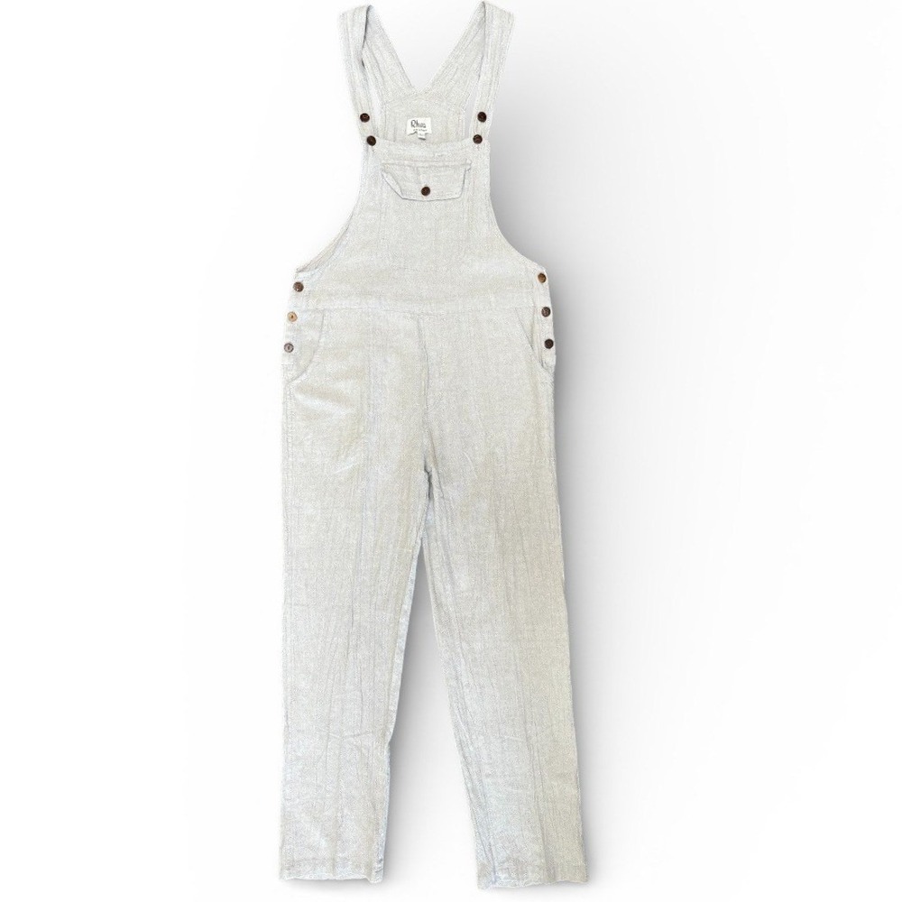 Rhea Women's 100% Cotton Overalls Size L Light‎ Beige Straight Leg